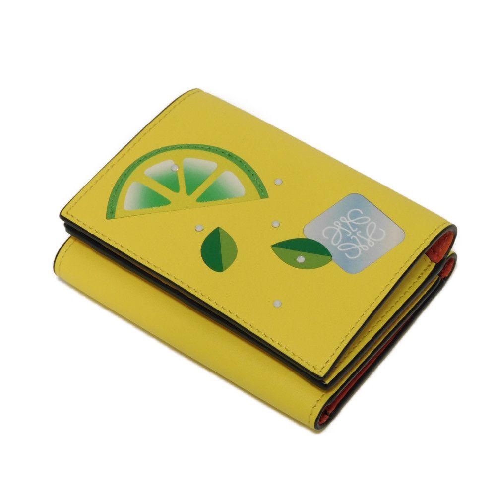 Used 12695 Cocktail Trifold Wallet C643TR2X13 7942 Anagram Lemon Stone Orange Paula's Ibiza Yellow Women's from Japan