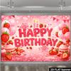 2D "Happy Birthday" Backdrop with Fresh Strawberries and Glitter