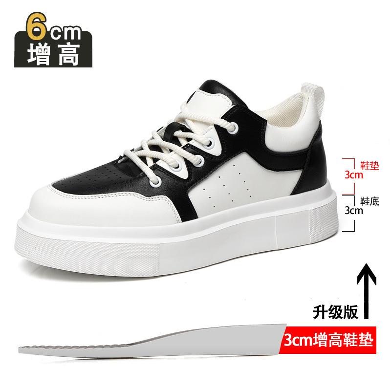 Inner Heightening Board Shoes Men's 8cm Senior Sense 2025 New Leather Breathable Sports and Leisure Shoes Light Platform Men's Shoes