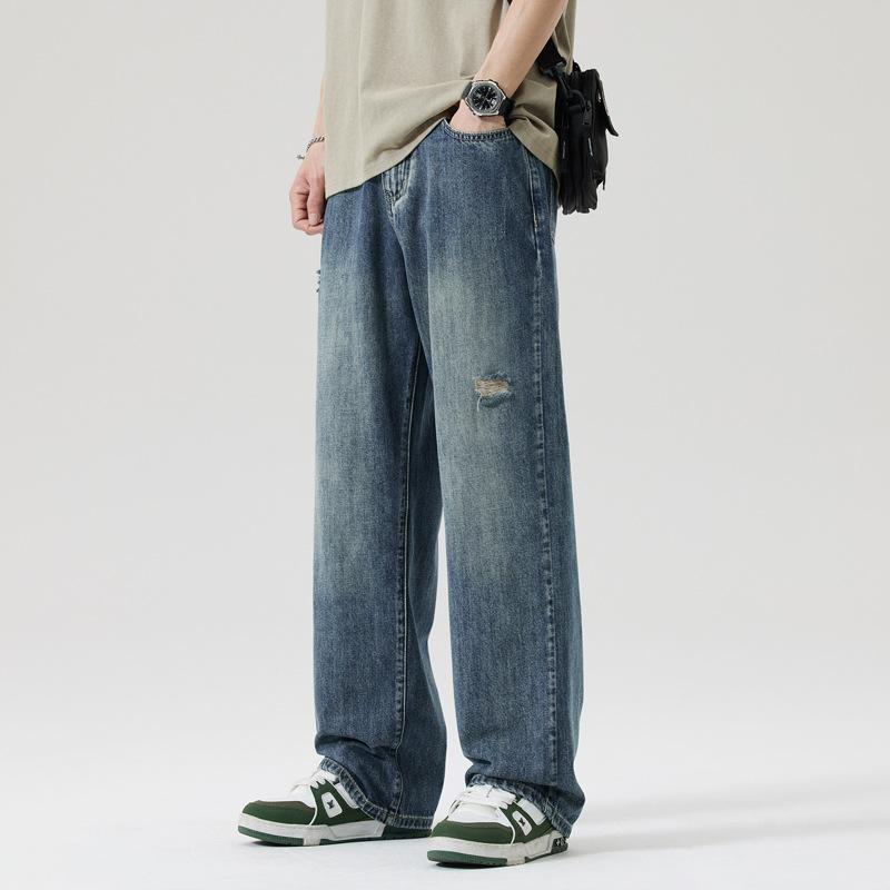 New Japanese Loose Straight High Street Retro Jeans Trousers In Spring and Summer