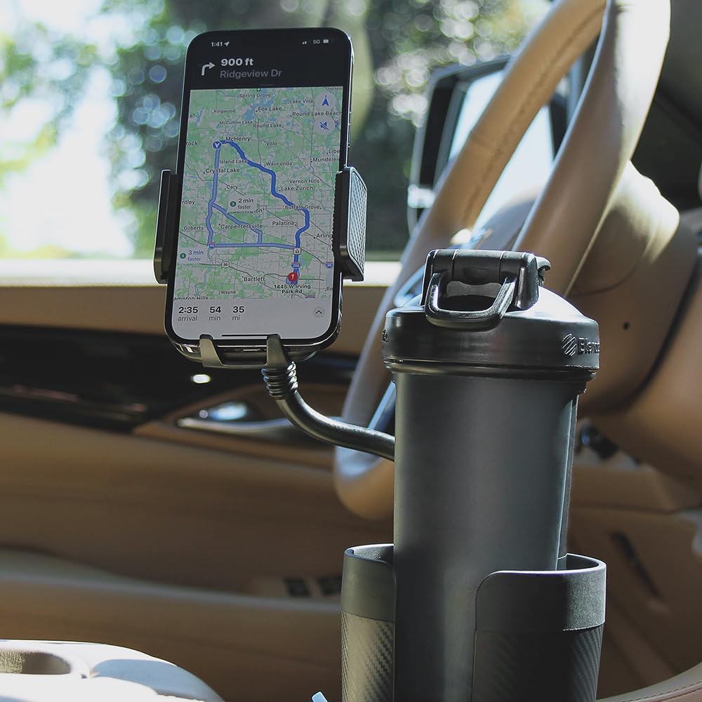 CupCargo Pro – 2-in-1 Car Cup Holder Expander and 360° Phone Mount with Adjustable Base and Flexible Neck, Universal Fit