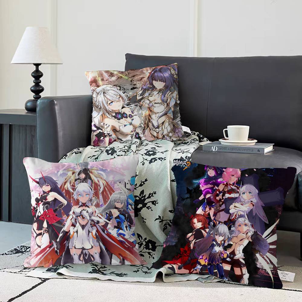 H-HONKAI IMPACTs Kissenbezug Abnehmbarer Waschbarer Kissenbezug – Ganzjährige Weiche Leinen