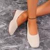 Hot Sale Shoes for Women Spring Slip on Women's Flats Square Toe Elastic Fabric Breathable Shallow Mouth Daily Flats Shoes
