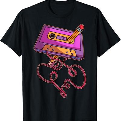 80s Cassetteband Potlood 1980s T-shirt