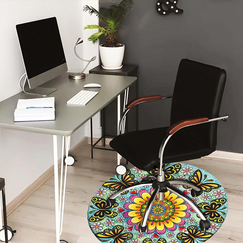 1pc Office Carpet Chair Mats Butterfly Mandala Artwork Perfect for Decorating Office Chairs, Living Rooms, Or Bedrooms