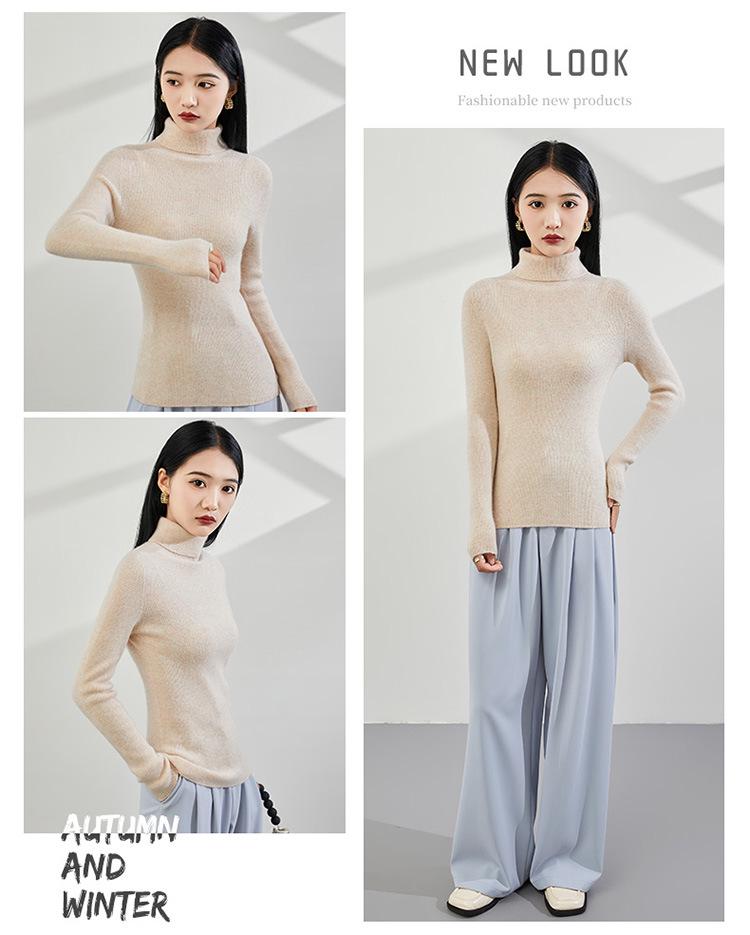 Women's Autumn/Winter 2025 Half-High Neck Slimming Knit Sweater - Comfortable & Fashionable Base Layer Top