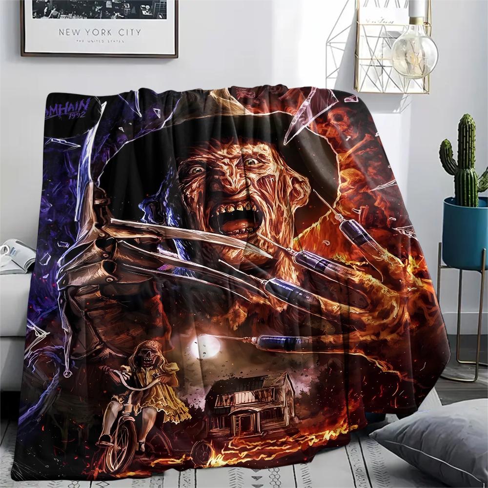 Horrorfilm-Print Flanelldecke, Hohe Qualität, Bequem für alle Jahreszeiten, Heimdekoration, Wärme und Komfort, Perfekt für Weihnachtsgeschenke