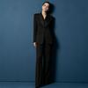 Damen-Blazer und Weitbeinige Hosen Anzug Set Schlanke Passform Ein-Knopf-Jacke mit Spitzem Revers Elegante Formelle Outfits für Büroparty