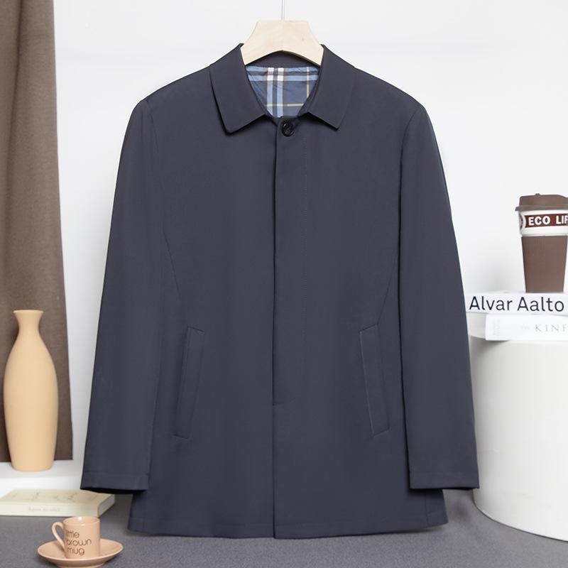 

Spring Three-dimensional Square Collar Men s Jacket Light Business Style Middle-aged Men s Loose Casual Dark Coat Casual Versatile XXXXXL темно-синий