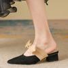 New Pointed Female Butterfly-Knot Women 2024 Slippers Casual Square Heel Loafers