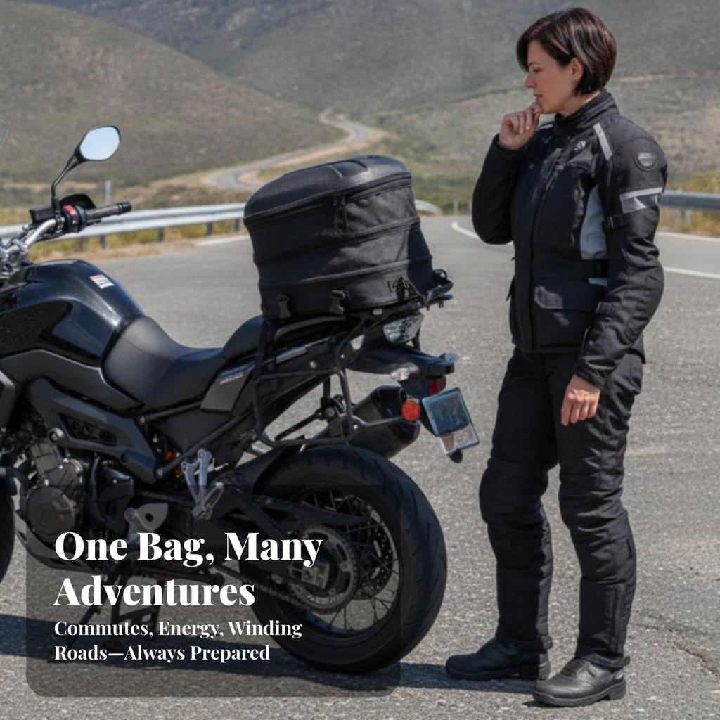 Motorcycle Tail Bag Rigid-Shell Luggage Portable for Road Trips