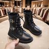 Autumn Children Short Boots   Girl  Comfortable Korean Solid Color Versatile Zip PU Leather Shoes Kids Ankle Boots