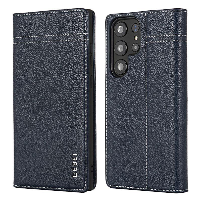 GEBEI Echtes Leder Klapp-Magnetverschluss Design Ständer Hülle Abdeckung Für Samsung Galaxy S25 S24 S23 S22 Ultra S8 S9 S10 S20 Plus