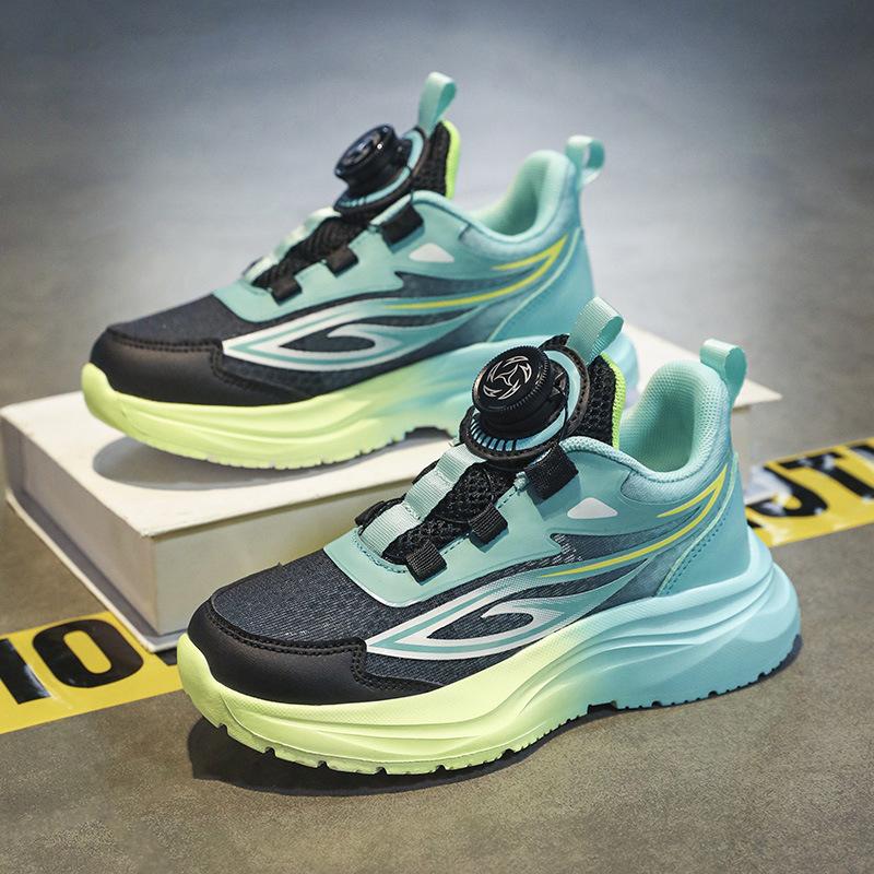 Classmate summer 22 new children's running shoes single mesh breathable rotating button non-slip children's sports shoes