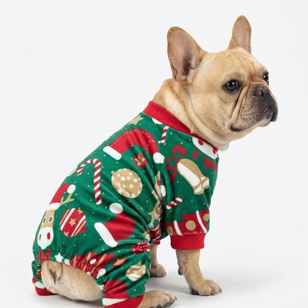 Warm Christmas Dog Jumpsuit Cartoon Dog Pajamas Cute Dog Hoodie  Photo Prop