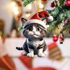 2025 Weihnachts-Kugel-Katzen-Ornament 2D Acryl Lustige Katzen-Ornamente Weihnachtsbaum Katze Hängende Dekorationen Haus Party Weihnachten Deko