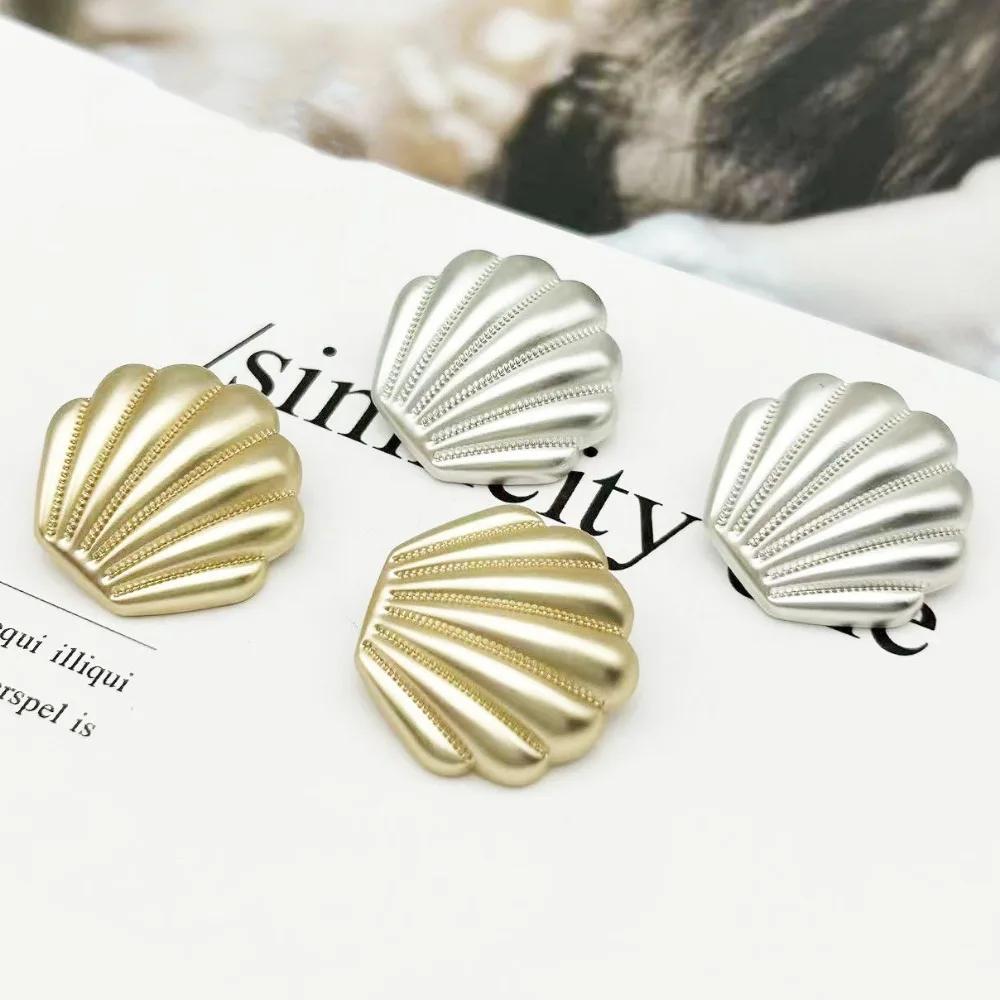 10Pcs New Shell Shape Shanked Metal Buttons DIY Apparel Coat Sweater Sewing Accessories Shirt Buttons