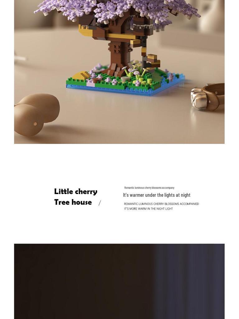 Cherry Blossom Treehouse Compatible with LEGO Blocks - DIY Flower Ornament & Gift for Girls