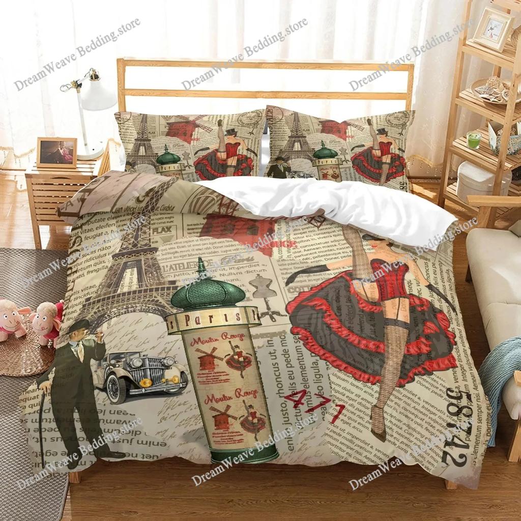 New York Statue of Liberty Duvet Cover KingQueen Size Retro Car Nostalgic 50s Polyester Bedding Set,Vintage Car Quilt Cover9639