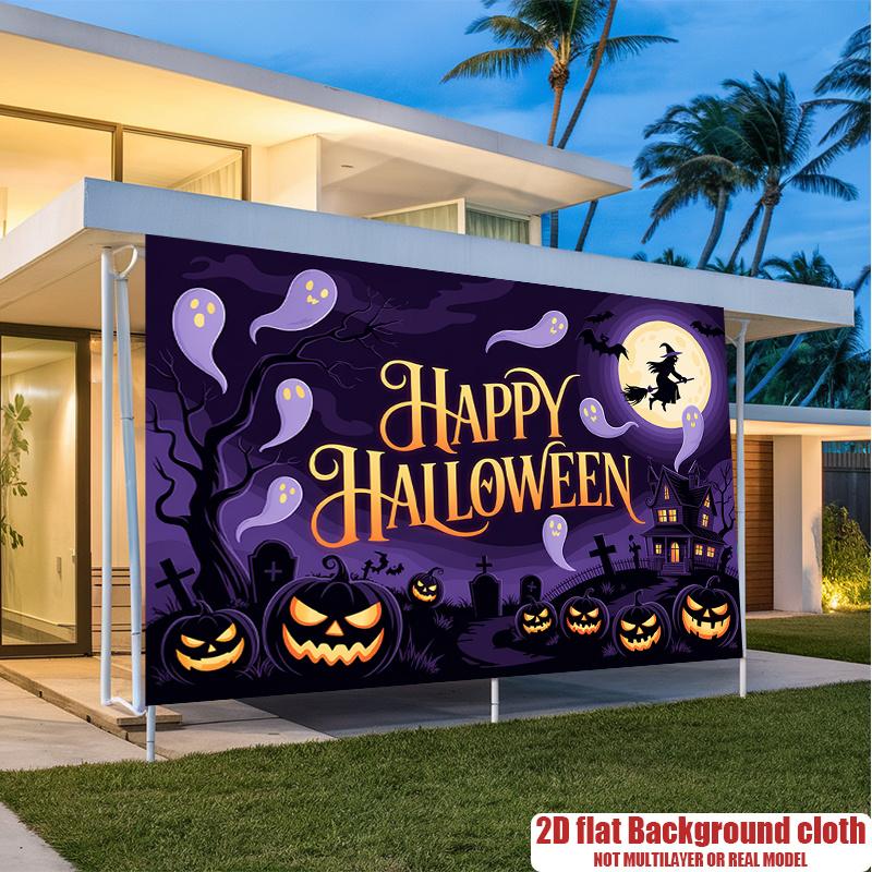 Party Backdrop Halloween Flat Spooky Witch Photo Booth Background Party Decor