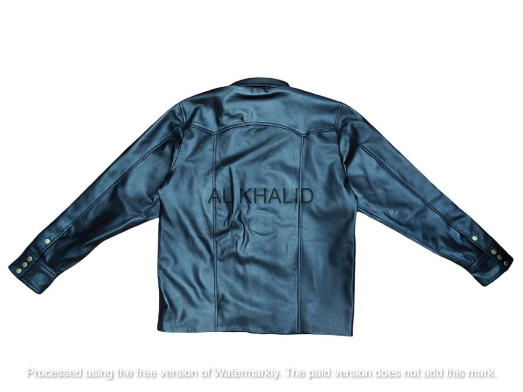 AL KHALID Real New Men's Black Leather Shirt Real Lambskin Causal Fashion Wear Shirt