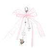Lace Bowknot Keychain Star Love Bow Strawberry Charm Bag Pendant Keyring Jewelry Bag Decor