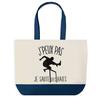 Shopping Bag - PLANETEE - 'I Can't Do Hurdles' Blue Background - Cotton 40x45 Cm - Large Size - Made In France