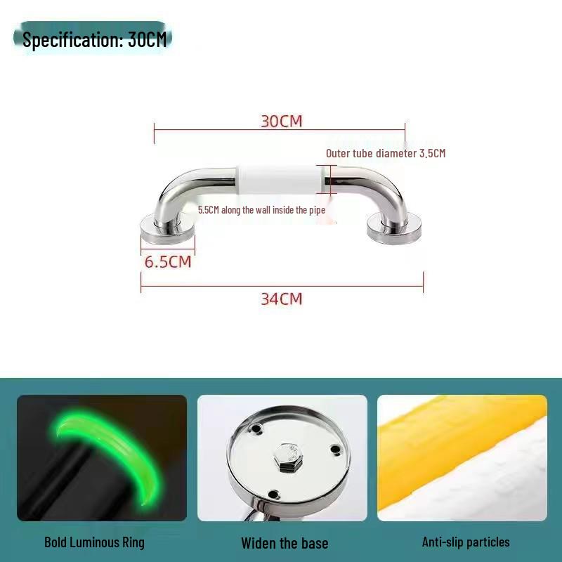 Stainless Steel Anti-Slip Bathroom Safety Rail for Elderly and Disabled