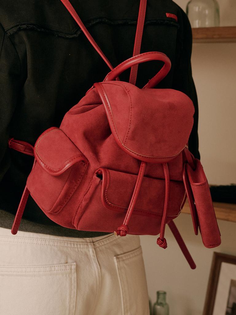 Allincomplete Nube Suede Mini Backpack (Red)