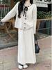 Korean Style Round Neck Knit Cardigan Set for Women - Autumn/Winter Collection, Loose Fit, Casual Style.