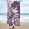 1pc Purple Anime Kimono Girl Cherry Blossom Star Print Beach Towel Microfiber Quick Dry Kawaii Bath Towel For Pool Beach Travel