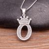 Nidin Luxury A-Z Crown Alphabet Pendant Chain Necklace Punk Style Lucky Initial Name Jewelry Fine Party Wedding Birthday Gift