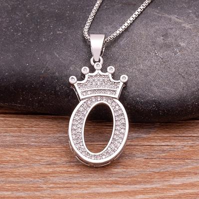 Nidin Luxury A-Z Crown Alphabet Pendant Chain Necklace Punk Style Lucky Initial Name Jewelry Fine Party Wedding Birthday Gift