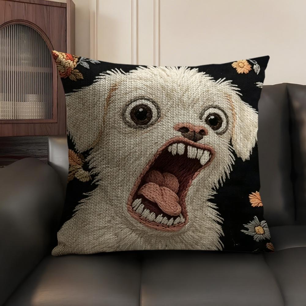 2D Scream Tiere Retro Kissenbezug Natürlicher Leinen Bio-Stoff Beidseitiger Druck Sofa Heimdekor Geschenk Kissenhülle