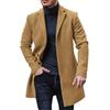 Autunno Inverno Uomo Cappotto di Lana Risvolto Manica Lunga Giacca Monopetto Media Lunghezza Business Trench Capispalla Tinta Unita Capispalla Antipolvere