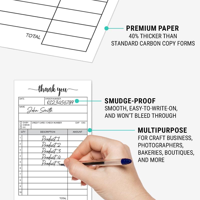 1/2/3Pcs Order Form 2-Part Carbonless Receipt Book Duplicate Sales Order Invoice Pad For Small Business Smb Use 1pc