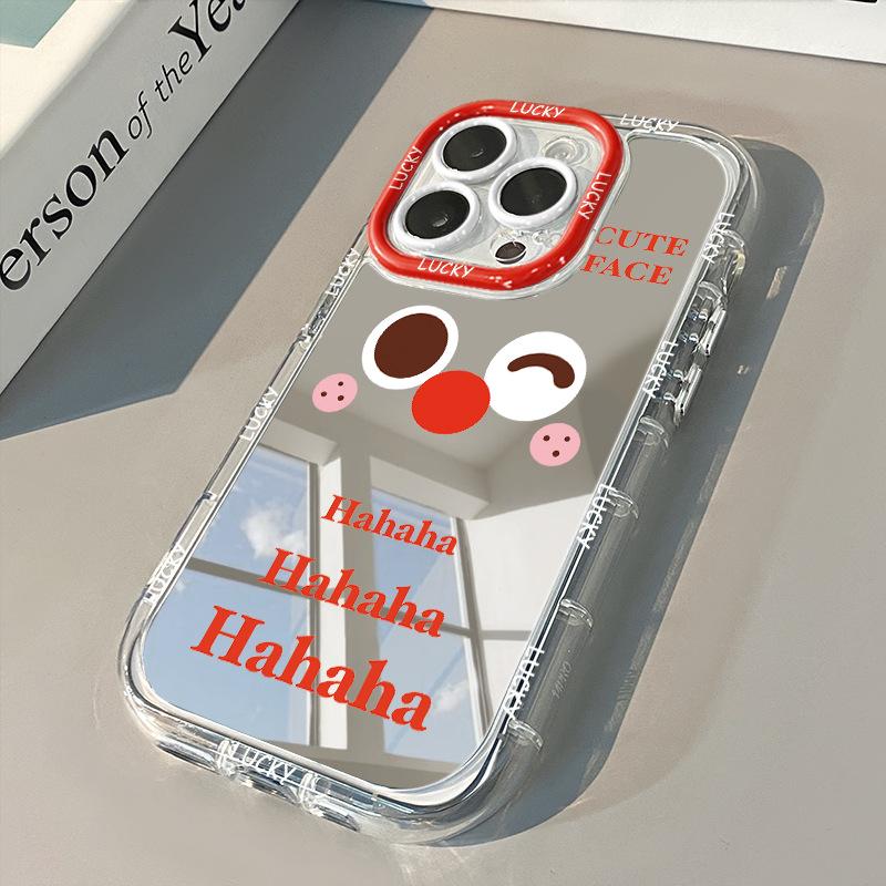 Cartoon Expression for IPhone16 Promax Mobile Phone Case 13 for Apple 15 Mirror Cream All-inclusive 11/xs/14