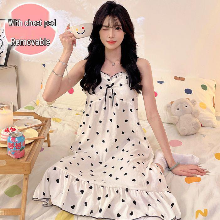 Plus Size Women s Summer Nightgown with Bra Padding and Straps - Cloud Cotton Princess Style XL