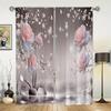 Elegant Pink Flowers - Printed Curtains, Pole Bag Home Decoration, Room Decoration