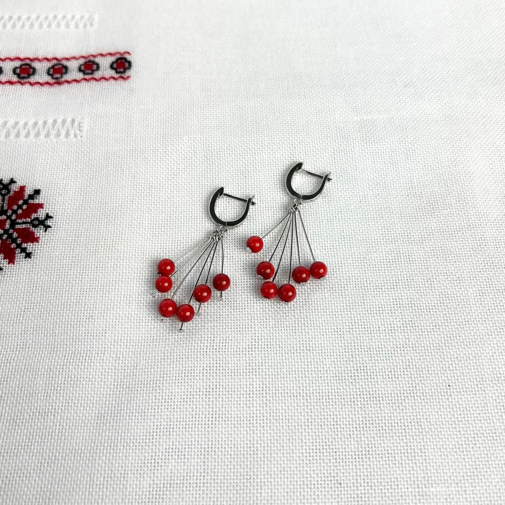 Silver Earrings with Coral (2136149)