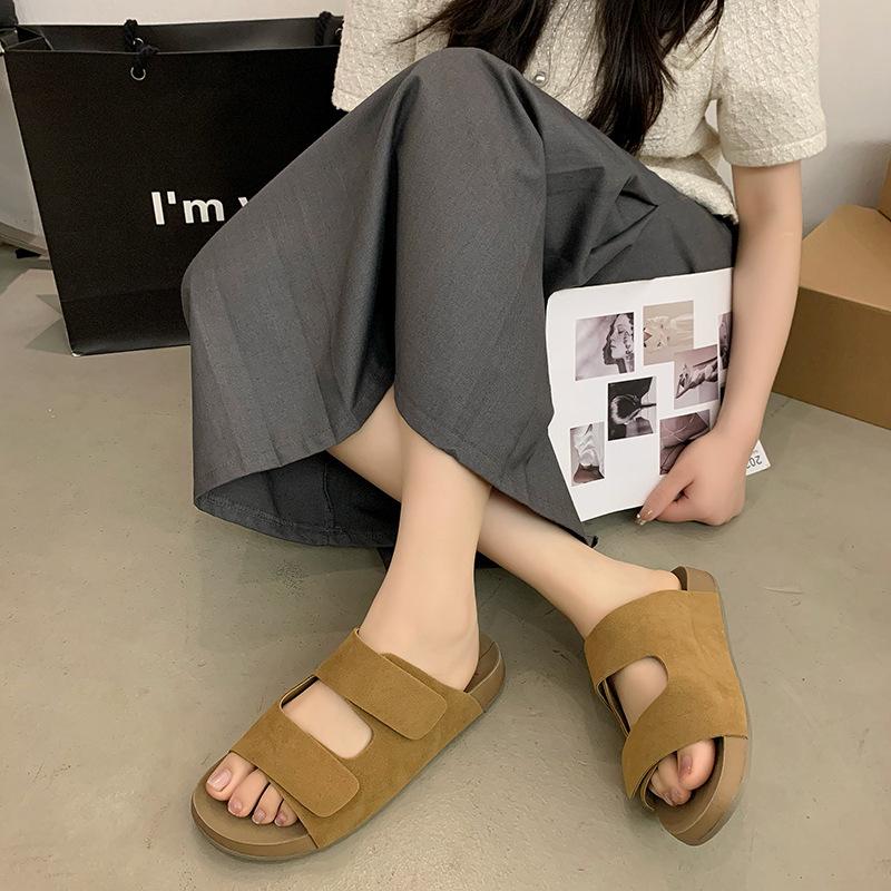 Sandali da Donna in Vera Pelle Ciabatte da Donna Estive Scarpe Casual da Esterno per Spiaggia Durevoli Antiscivolo Scarpe di Lusso
