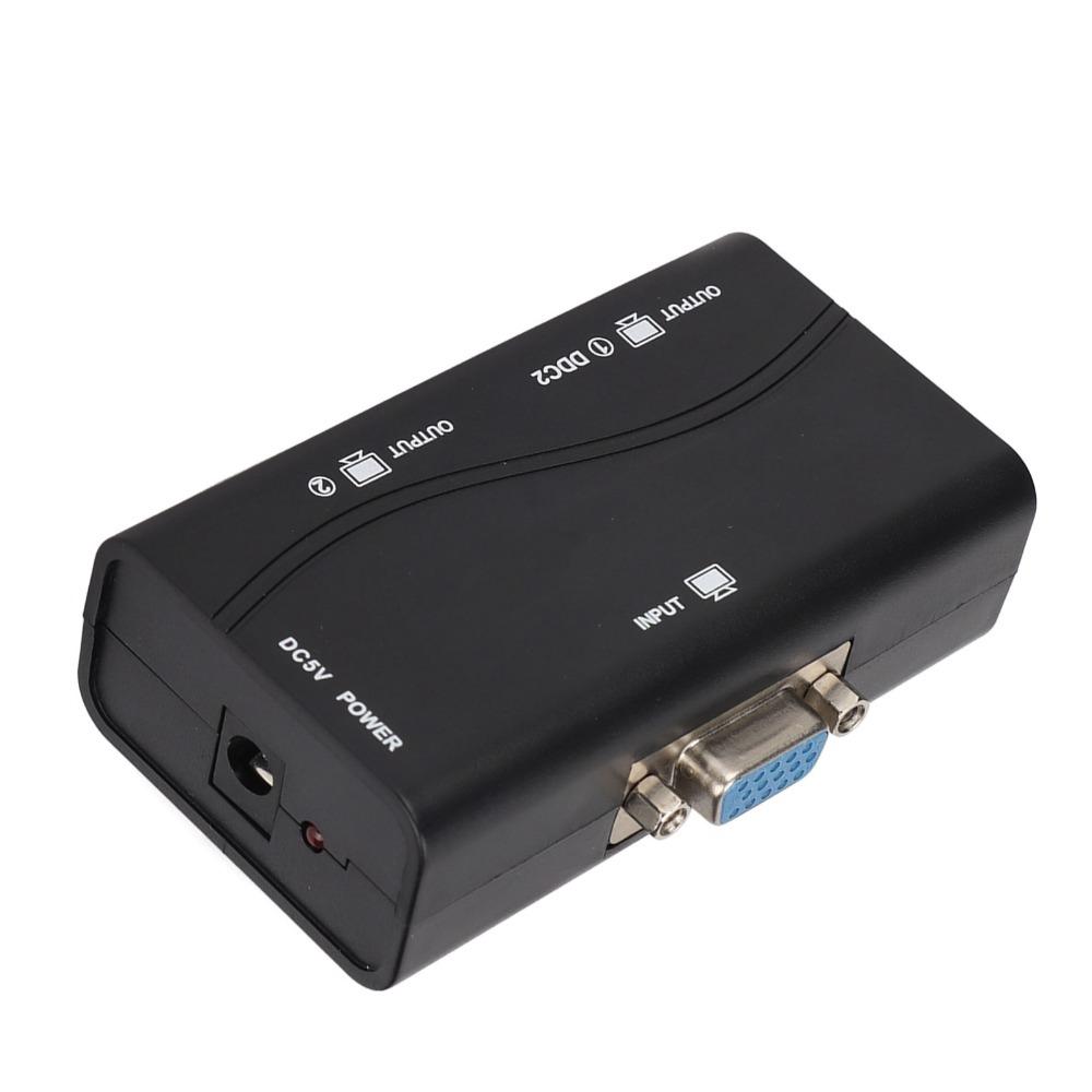 1 in 2 Out VGA Splitter 250MHz Video Distribution Duplicator VGA Splitter Amplifier Laptop