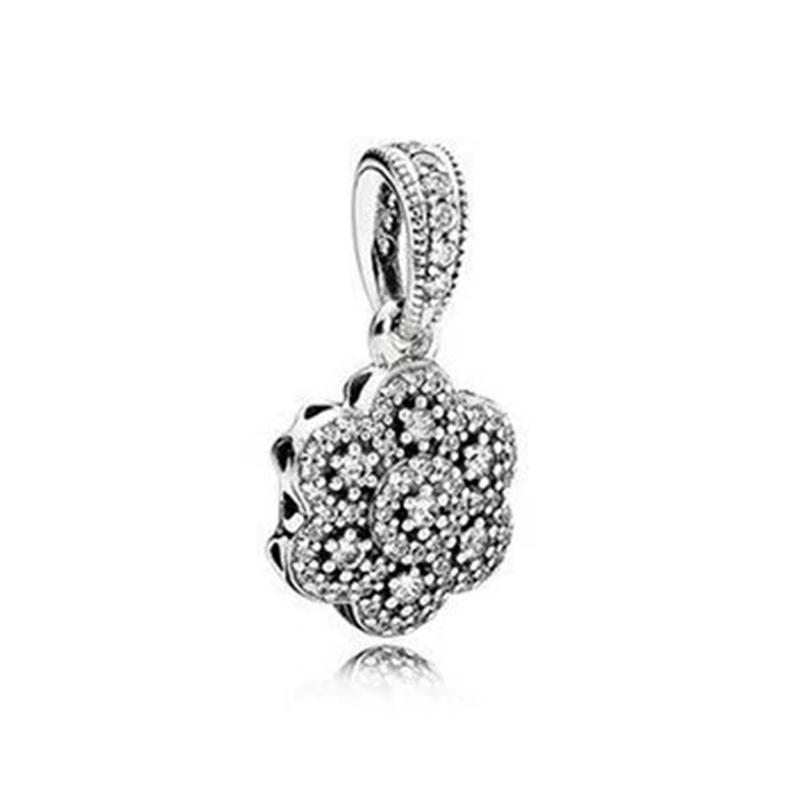 Sparking Heart Flower Clip Charm Beads Pendant Fit Original Snake Silver Bracelet Necklace Beads For Diy Jewelry Women Gift