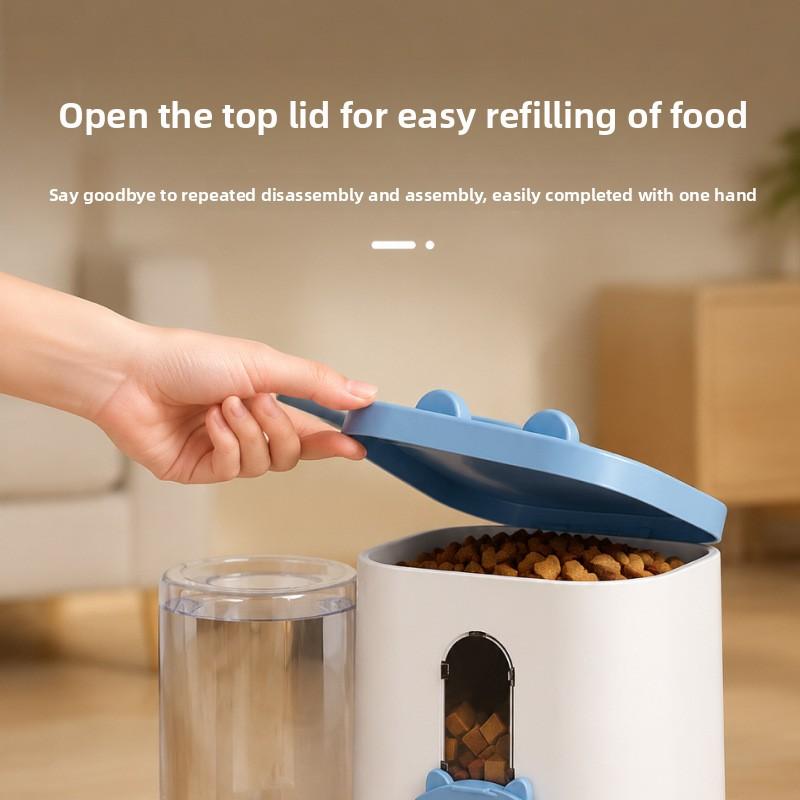 Automatic pet feeder, large-capacity cat and dog bowl, pet supplies, controllable feeding amount, two-in-one pet bowl