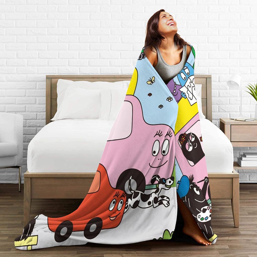 Kawaii Barbapapa Cartoon Throw Blanket for Couch Fuzzy Soft Plush Blanket 50x60 Inches Multiple Sizes Bedspreads for All Seasons