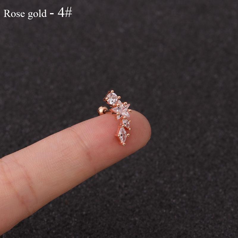 Free Shipping Curved Cz Cartilage Stud Helix Rook Conch Screw Back Earring 10g Stainless Steel Ear Piercing Jewelry