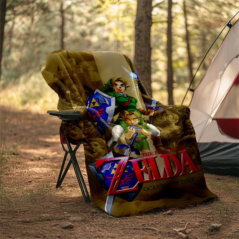 1pc Game Zelda Theme Blanket - Digital Print, Polyester, Cozy for All Seasons, Perfect for Outdoor, and Travel