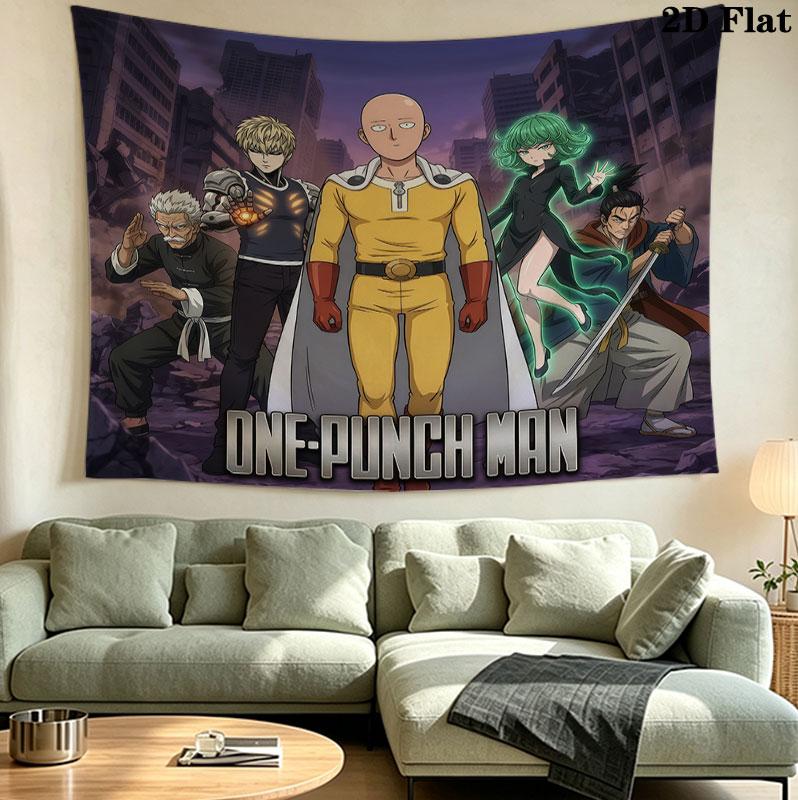 Onepunch Man Wall Tapestry Aesthetic Wall Hanging Printed Fabric Blanket Decorative Tapestries For Bedroom Living Room Home Decor