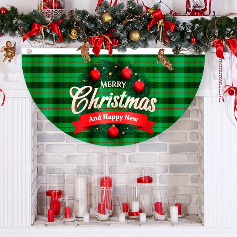 Creative 1Pcs Christmas Outdoor Polyester Fan-shaped Flag Christmas Decor For Home Cristmas Drop Ornament Xmas Gift New Year