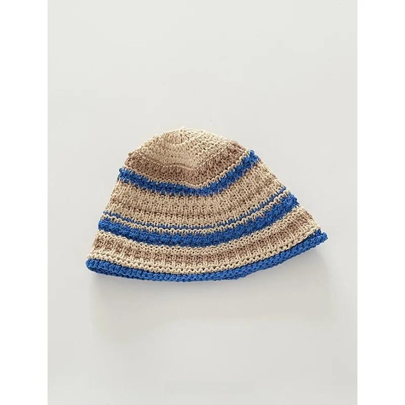 

Retro Japanese Sle St Woven Buet Hat for Women Summer Versatile Face Slimming Sun Protection Hat Casual round Top M (56-59cm)